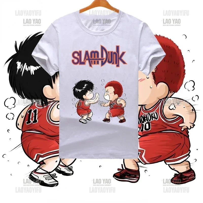Хлопковая брендовая футболка с коротким рукавом Slam Dunk, с героями фильма «рукава клен сакураки ханамичи век старшие пять», топы с коротким рукавом с мультяшным принтом