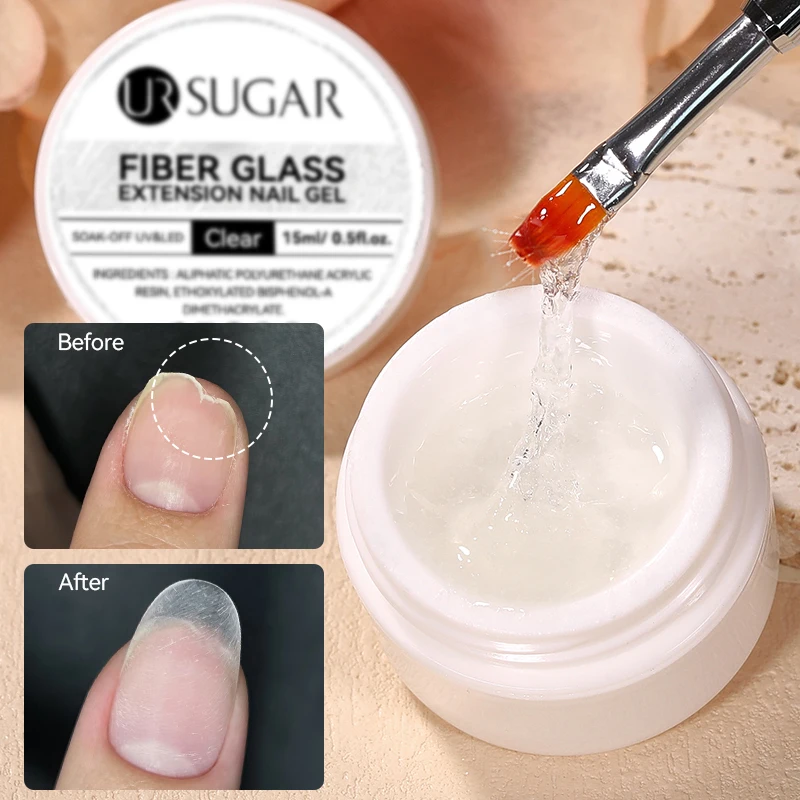 UR SUGAR 15 мл стекловолоконный гель для наращивания ногтей с трещинами, сломанное восстанавливающее волокно, шелковое акриловое прозрачное быстрое наращивание, УФ-гель-лак для маникюра