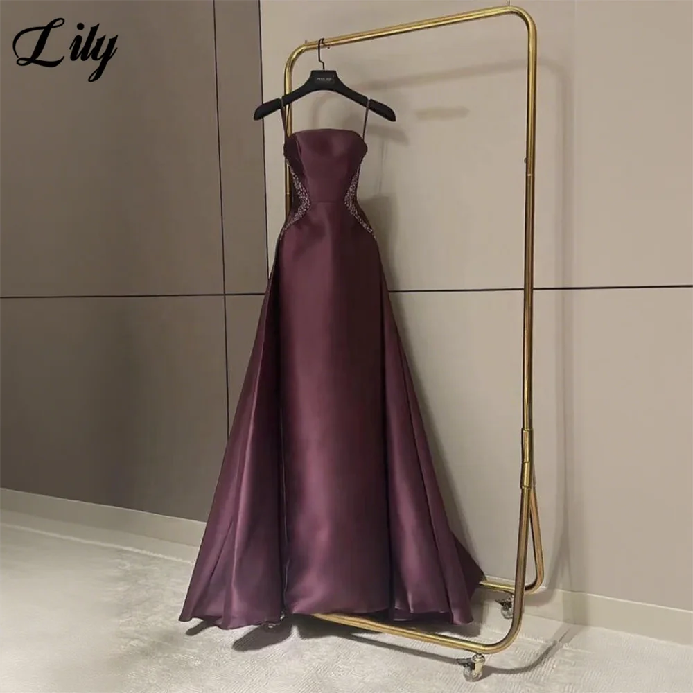 Фиолетовое вечернее платье без бретелек Lily Plum, вечернее платье без рукавов с бисером по бокам فساتين السهرة по индивидуальному заказу
