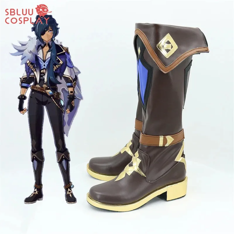 dd12SBluuCosplay Genshin Impact Alberich Kaeya Обувь для косплея Сапоги на заказ