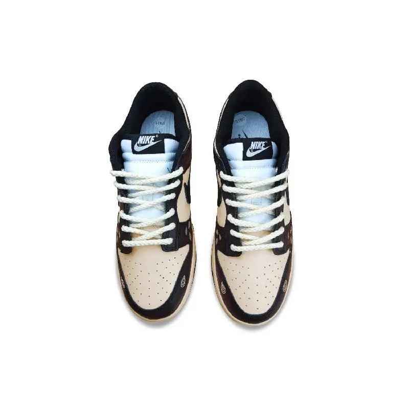 Фото [На заказ Mocha Coffee Cashew Flower Girl gs] Низкие низкие туфли для скейтборда Nike Dunk GS Коричневый Черный №4