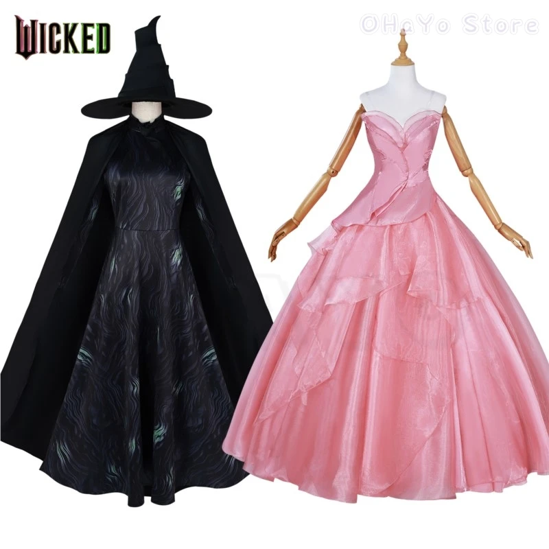 Аниме Thropp Косплей Костюм Шляпа Черная Ведьма Платье Шляпа Униформа Wicked Witch of the West Хэллоуин Женщины Мужчины Ведьма Индивидуальные