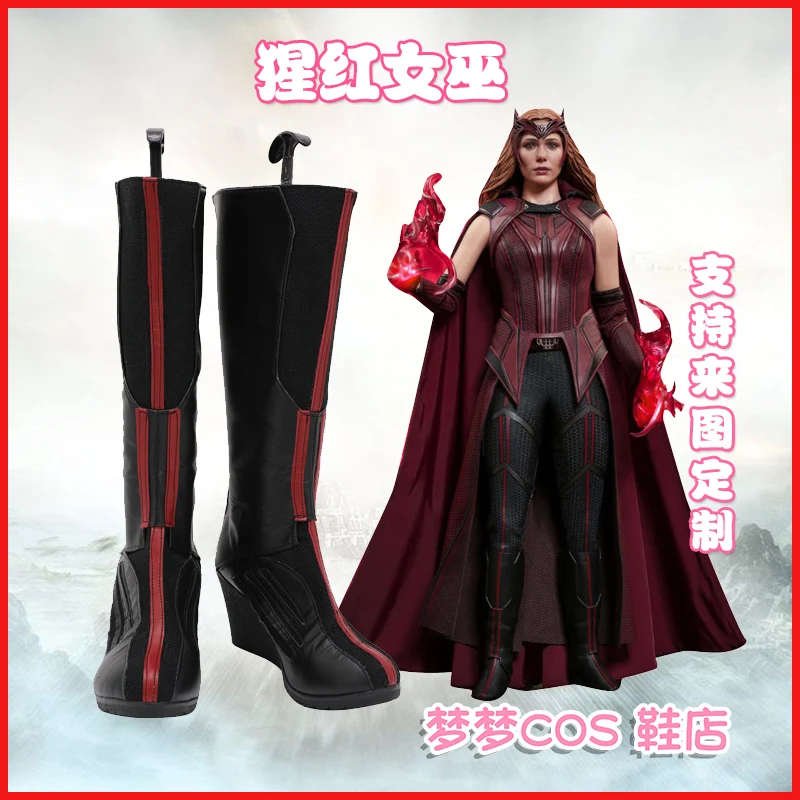 Сапоги для косплея Wanda Vision Scarlet Witch, обувь для женщин, карнавальная обувь на Хэллоуин