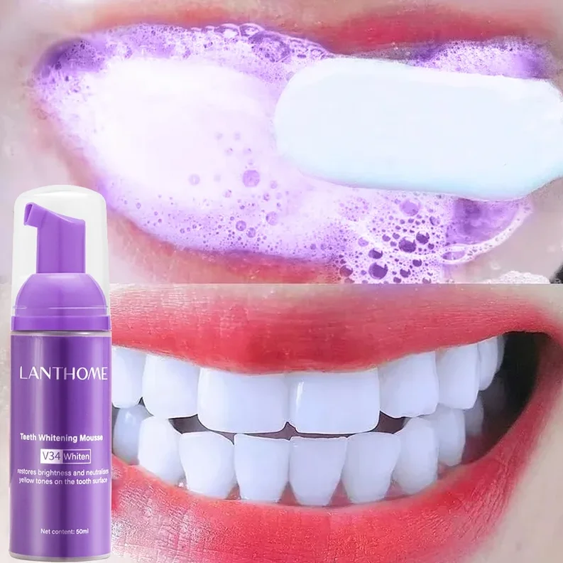 Зубная паста V34 Mousse 50 мл для чистки зубов, эффективная отбеливающая зубная паста, желтая зубная паста для удаления зубных пятен, полости рта