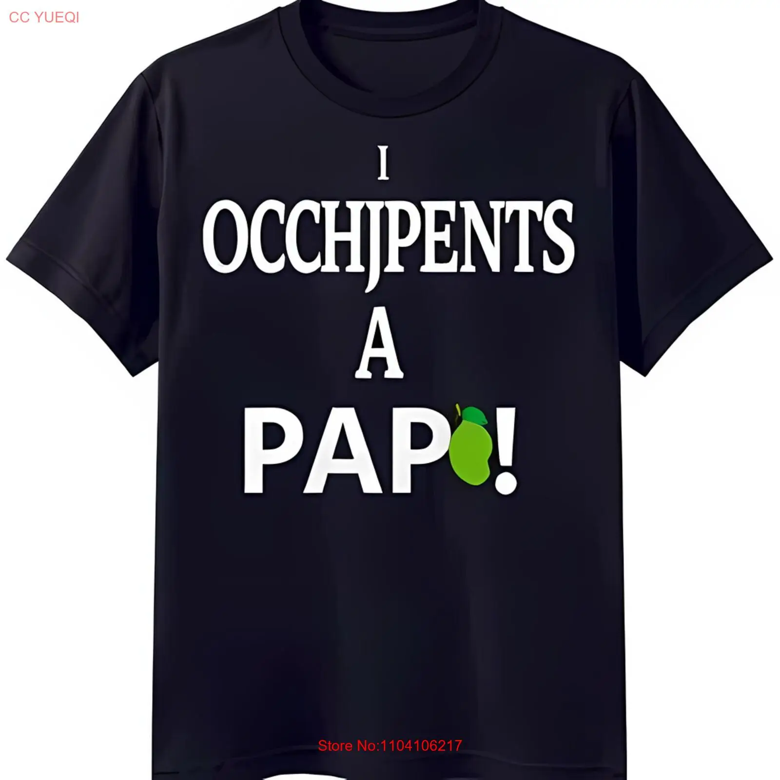 Стильная черная футболка с забавным рисунком I OCCHJPENTS A PAPO и грушей