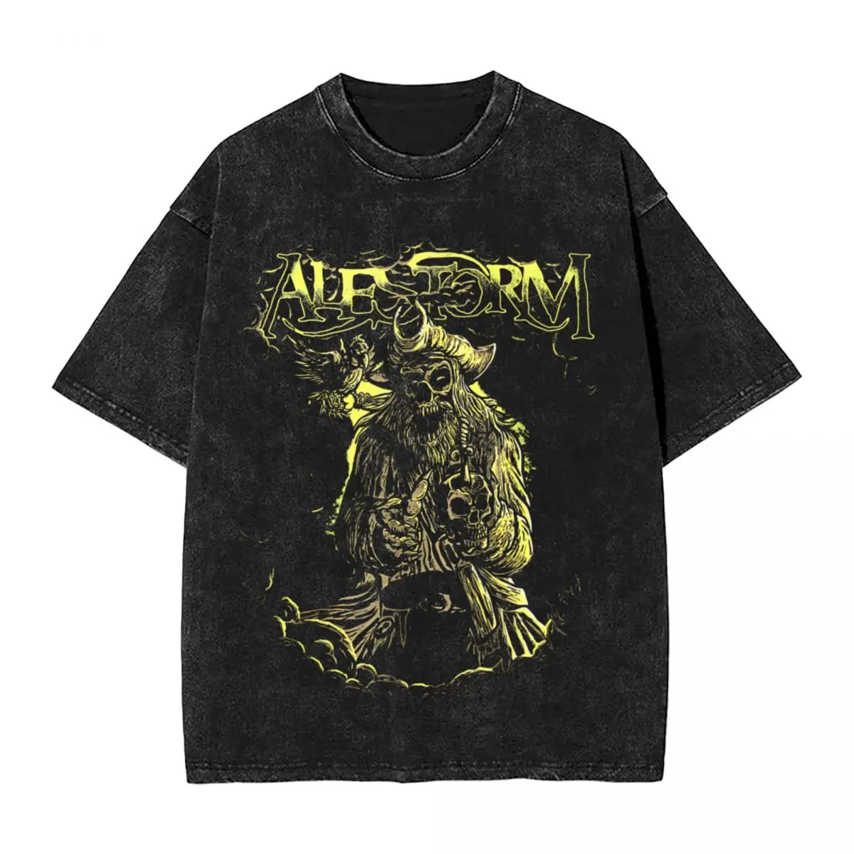 Футболка Alestorm в стиле народной музыки с эффектом потертости, уличная одежда, футболки с принтом призрака, футболка для мужчин и женщин с коротким рукавом и графическим принтом в стиле оверсайз