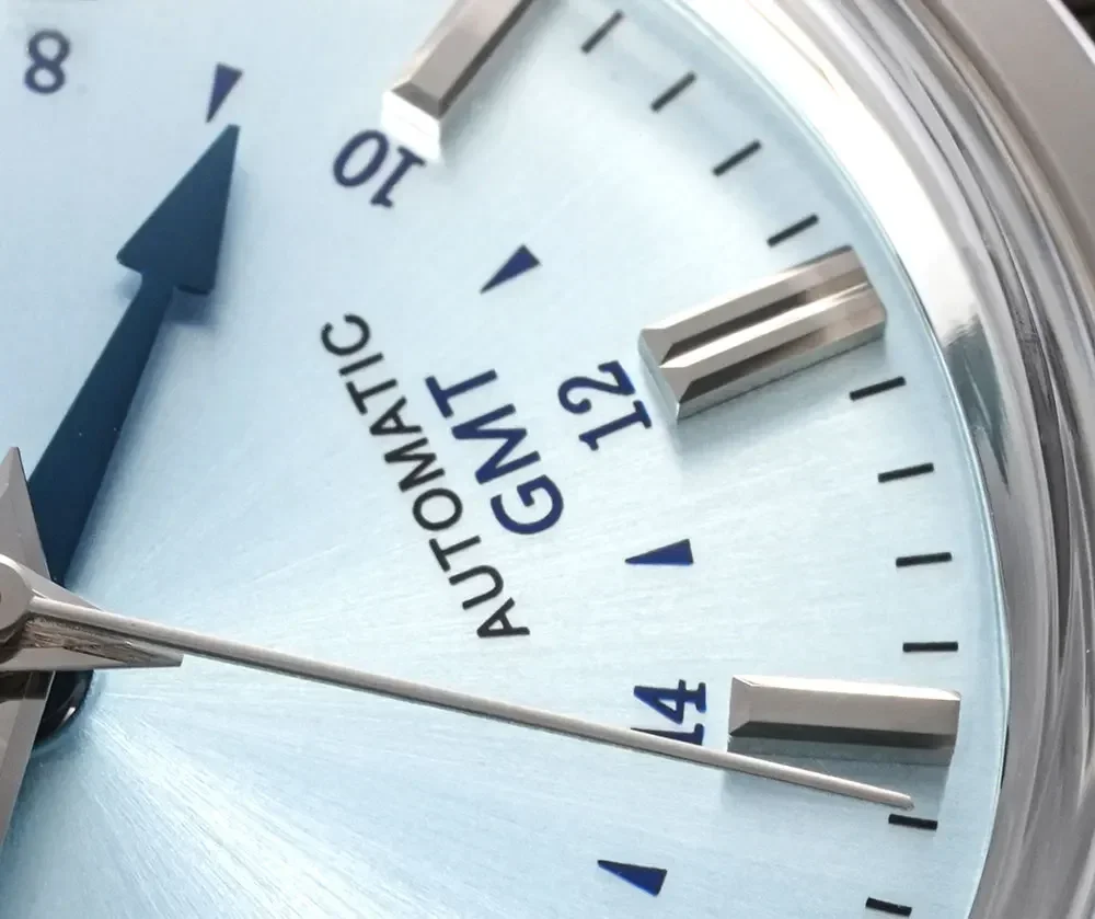 Фото HUASUO 39 мм GMT часы для мужчин наручные часы из нержавеющей стали 316L автоматический механический механизм NH34 5 бар водонепроницаемые часы №4