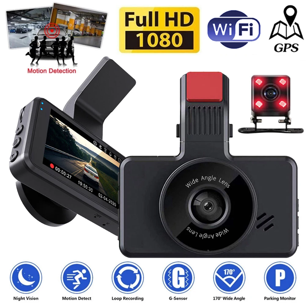 Видеорегистратор автомобильный, 3,0 дюйма, Full HD 1080P, GPS
