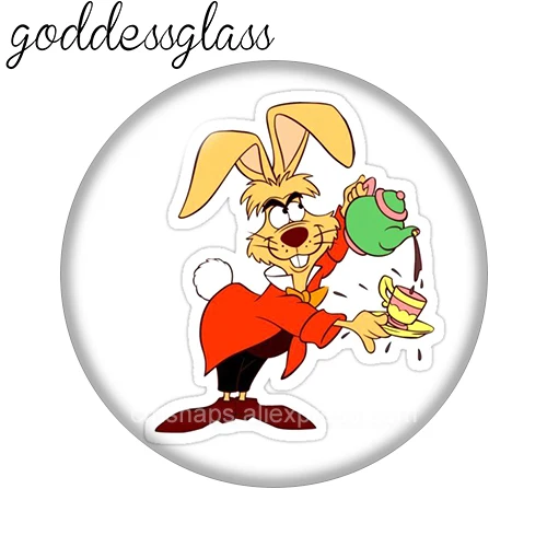 Фото Disney Alice in Wonderland Cat Cup Mouse Rabbit12mm/18mm/20mm/25mm Round photo glass cabochon flat back Making findings keychain №4