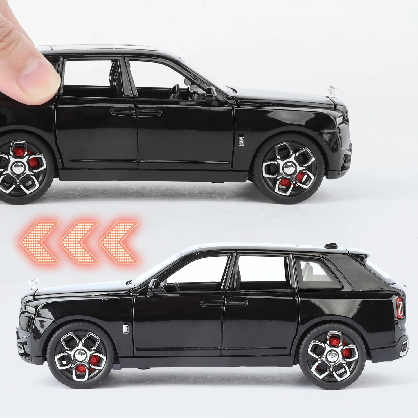 Фото 1:32 Rolls-Royce Cullinan SUV, модель автомобиля из сплава, игрушечный автомобиль, литье под давлением, металлическое литье, откатный звук и свет, игрушки для детей, автомобиль №2