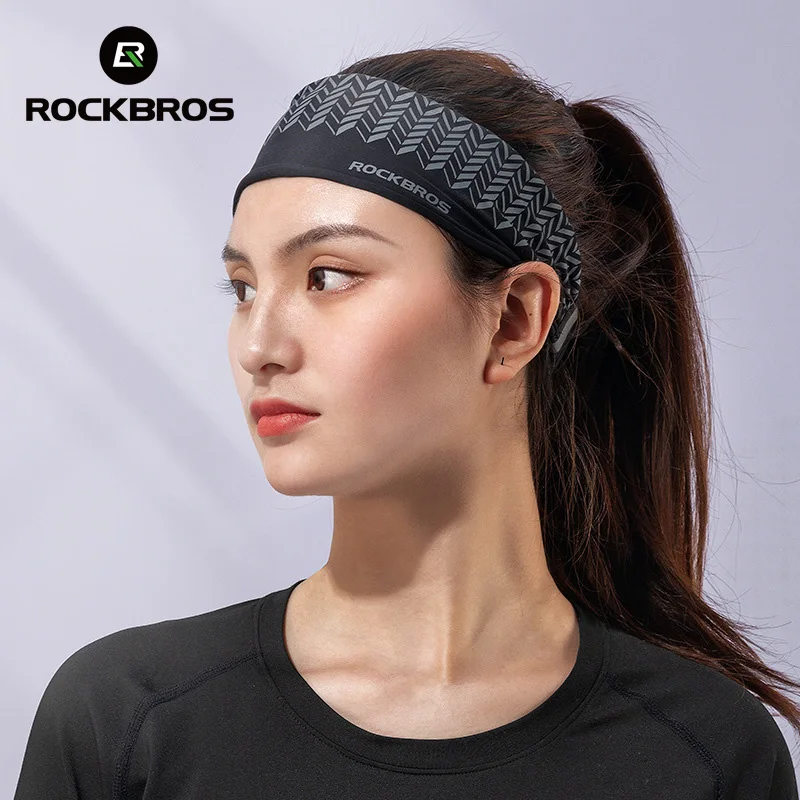 Фото ROCKBROS Спортивная повязка на голову для мужчин и женщин, повязка на повязку для бега, эластичная повязка на голову для занятий спортом на открытом воздухе, повязка на голову для тренажерного зала, фитнеса, йоги №3