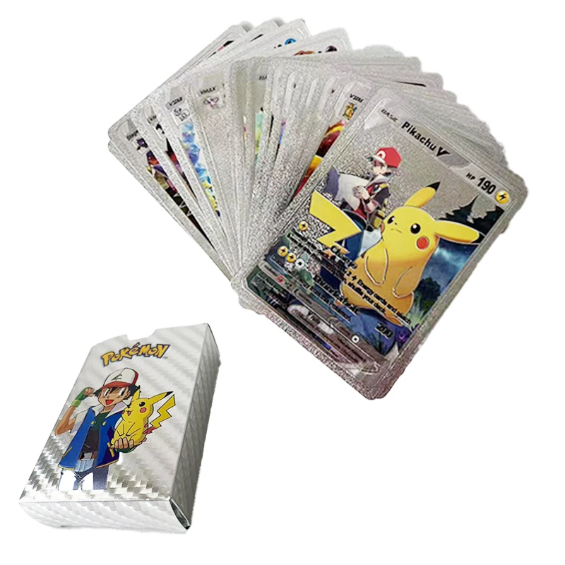Фото Карты Pokemon, английский, французский, Vmax GX Energy, металлическая, золотистая, Charizard Pikachu, редкая коллекция, боевой тренер, подарок для мальчиков №3