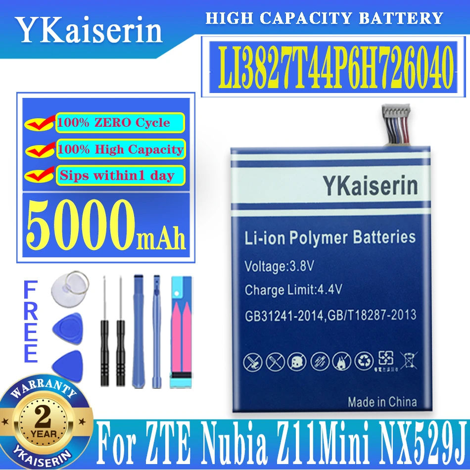 Аккумулятор ykaisin 5000 мАч Li3827T44P6h726040 для ZTE Nubia Z11 Mini Z11Mini NX529J аккумулятор + Бесплатные зажимы