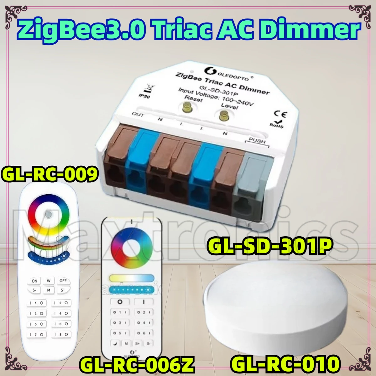 GLEDOPTO ZigBee3.0 Симисторный диммер переменного тока GL-SD-301P Ультра мини-светодиод с регулируемой яркостью Tuya Alexa SmartThings Приложение для кнопочного переключателя Голосовое управление Hu/e