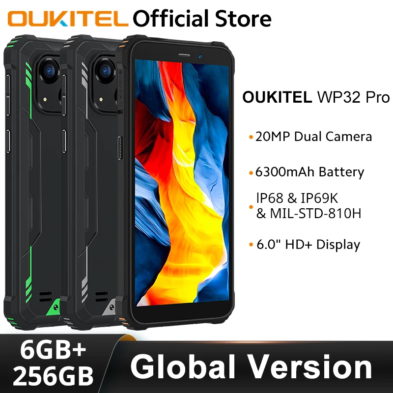 Oukitel WP32 pro смартфон, экран 6 дюймов, 6 ГБ + 256 ГБ, Восьмиядерный
