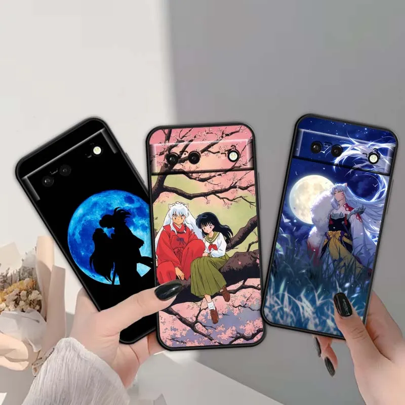 Аниме Inuyasha Pattern для Google Pixel 9a 9 8A 8 7 7A 6 6A Pro XL 2024 5G Черный мягкий силиконовый чехол из ТПУ для телефона