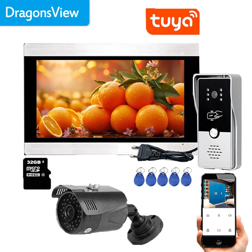 Видеодомофон Dragonsview с сенсорным экраном 7 дюймов, Wi-Fi, 1080p