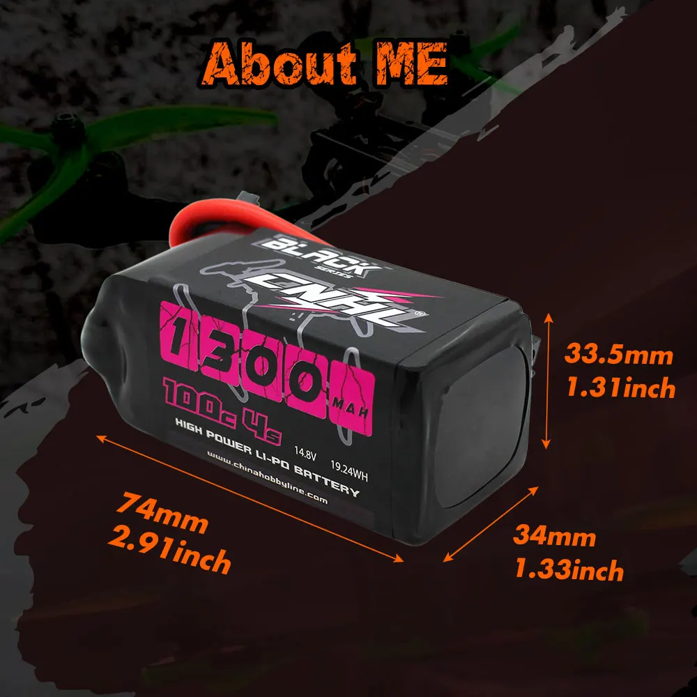 Фото 4 шт. CNHL Lipo 4S 14,8 в батарея 1300 мАч 100C черная серия с разъемом XT60 для радиоуправляемого FPV вертолета самолета дрона квадрокоптера хобби №3