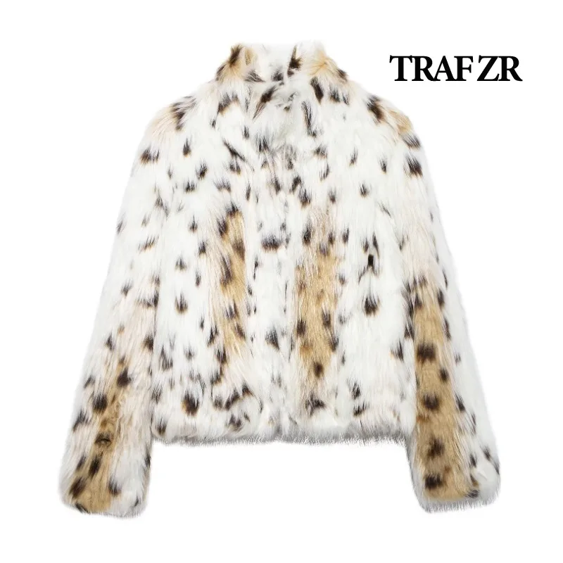 TRAF ZR стеганое пальто зимнее пальто женское из искусственного меха теплые женские зимние пальто зимняя парка американские ретро пальто с леопардовым принтом