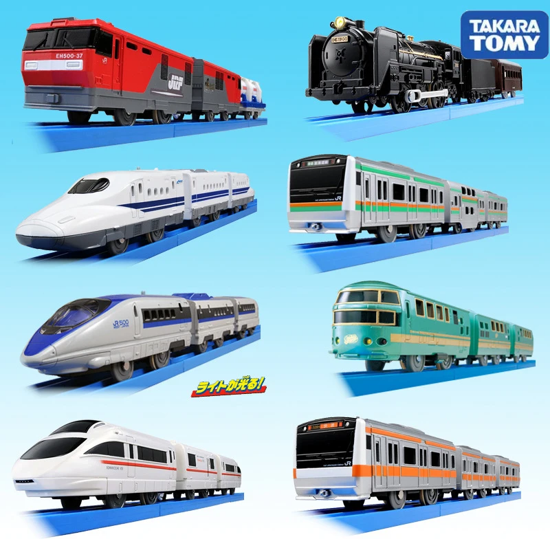 Оригинальный автомобиль Takara Tomy, Электрический поезд, игрушка для мальчиков, литый под давлением автомобиль Shinkansen, магнитный Железнодорожный поводок, высокоскоростной Железнодорожный подарок