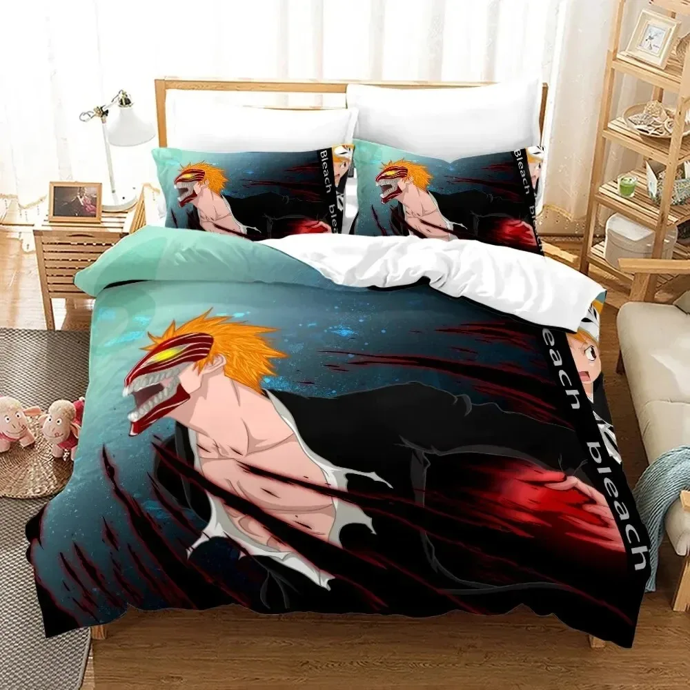 Фото 3D Anime Bleach Kurosaki Ichigo Duvet Cover Pillowcase Bedding Set Double Twin Full Queen King Adult Kids Bedclothes Quilt Cover №4