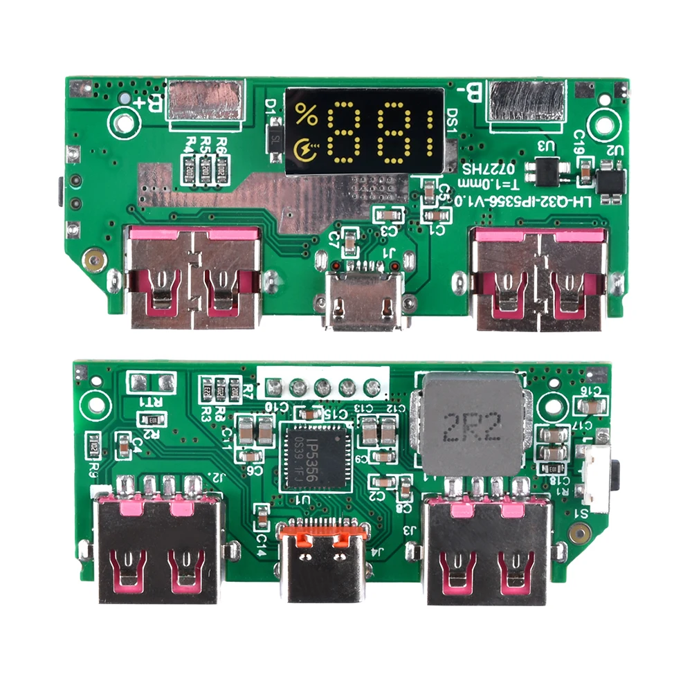 5V 3A Цифровой модуль быстрой зарядки литиевой батареи IP5356 Micro USB PD3.0 / PD2.0 / QC3.0 / QC3.0 / AFC / FCP