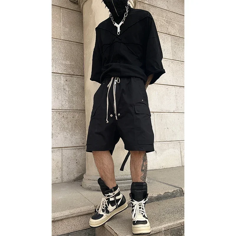 Фото NIGO темные мужские рабочие шорты, свободные прямые брюки в пять четвертей, повседневные спортивные штаны Tide High Street FHDX # NGTOP11285 №3