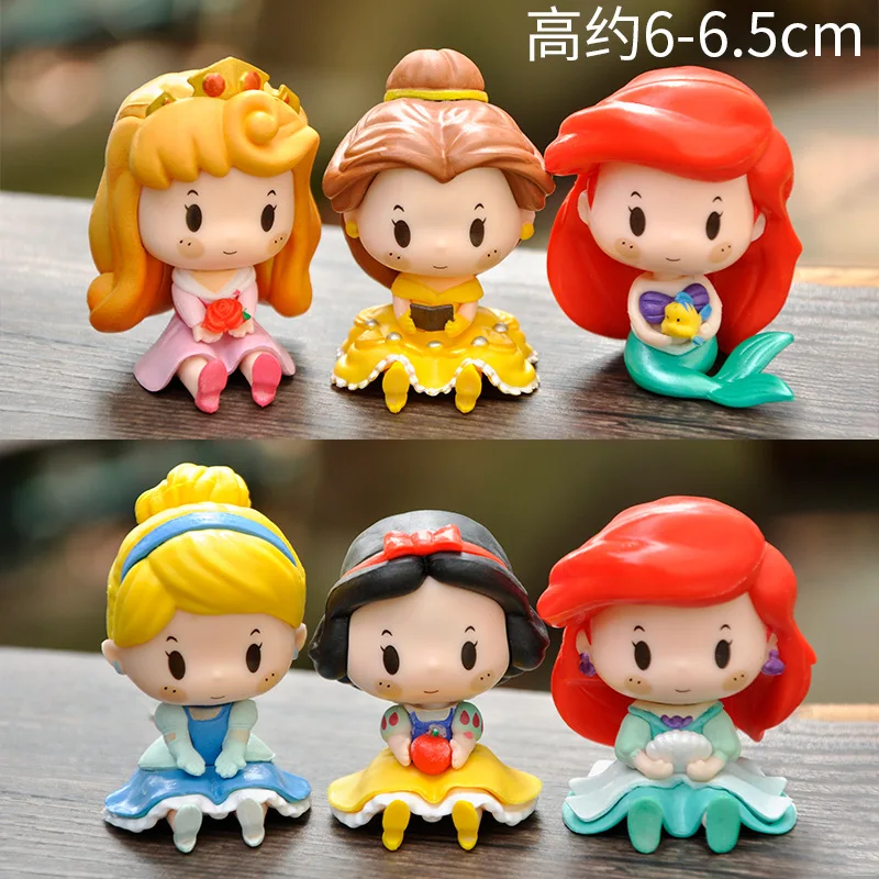 6 шт./компл. Disney Kawaii сказочная принцесса Белоснежка Золушка колокольчик Ариэль фигурка GK модель модные игрушки для девочек Рождественский подарок