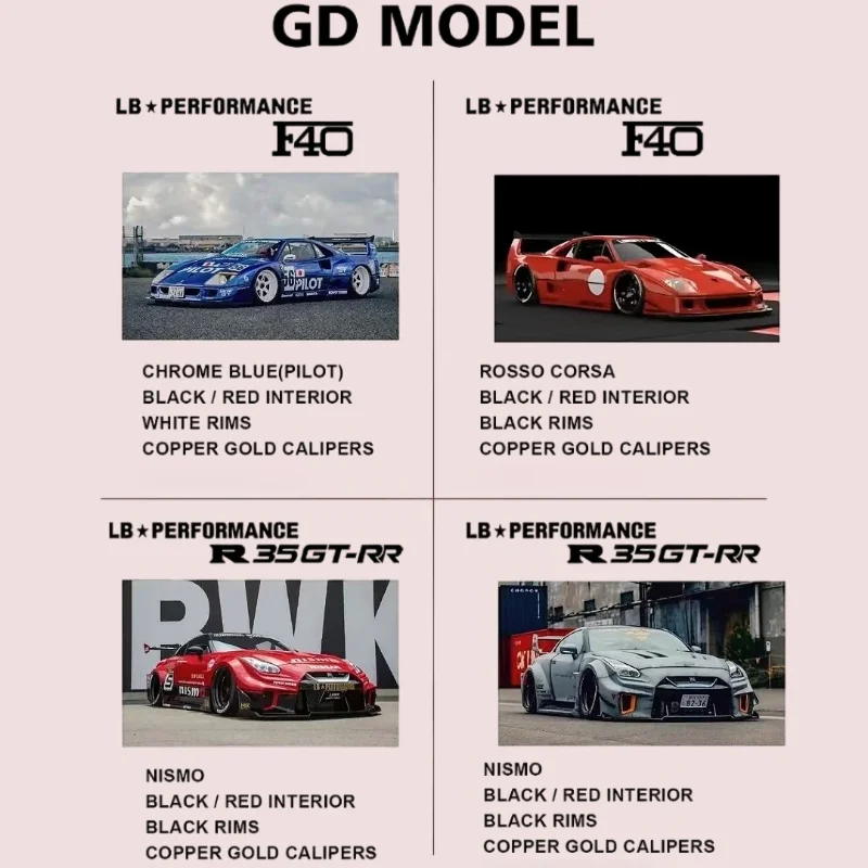 APAxpo 1:64 Модификация Фошань Выставка R35 GT-RR LB F40 Модель автомобиля из смолы, коллекционное украшение, подлинный на складе Играйте в транспортные средства и модели