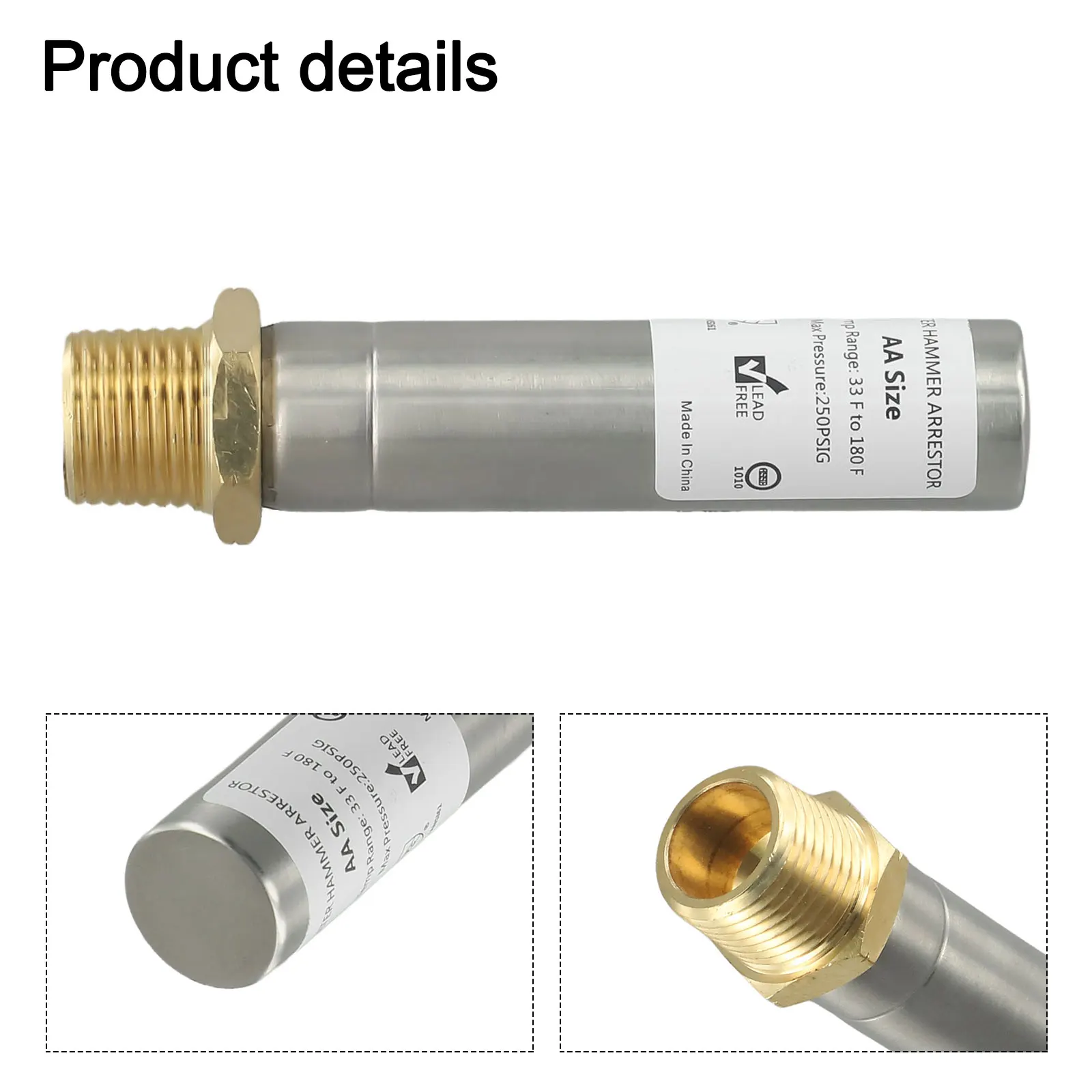 Кухонный молоток Arrestor Hammer Arrestor 1/2, компактный размер для кухонного стирки, длительное использование, минимаяющая шум, нить NPT