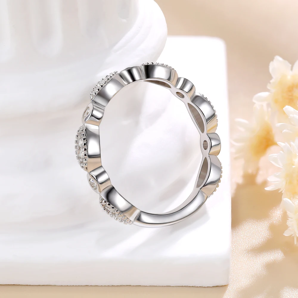 Фото LinkerLove Moissanite Wedding Band D VVS1 Lab Created Marquise Diamond Ring for Women S925 Sterling Silver Half Eternity Ring №4