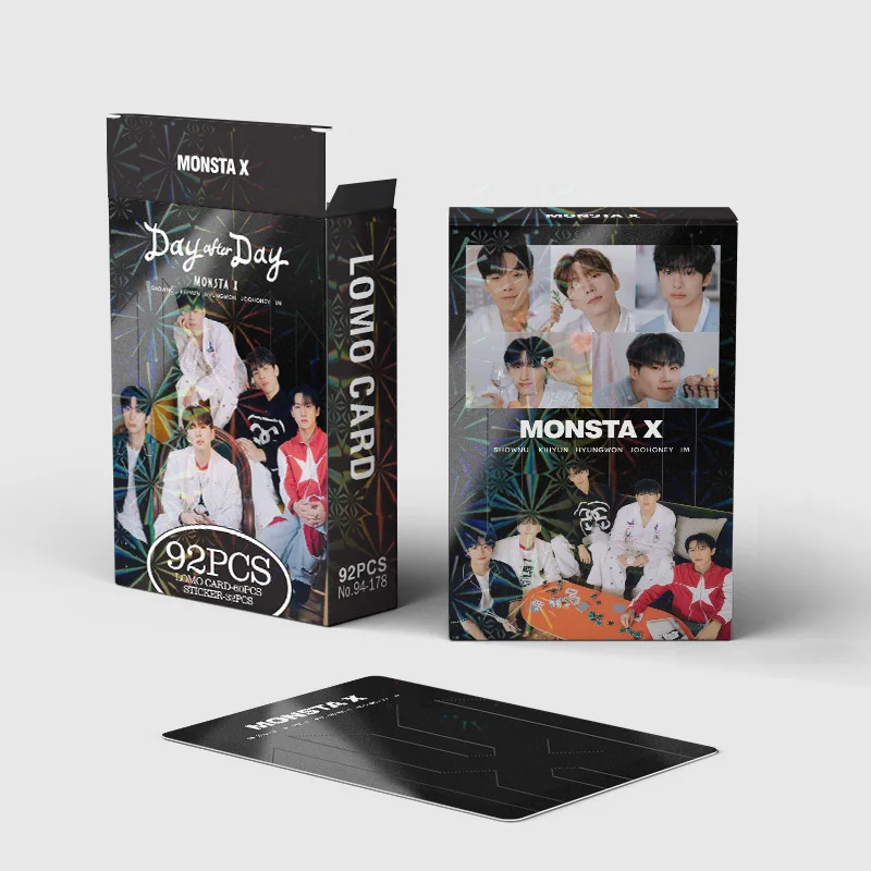 Фото Новый альбом Monsta X Idol Boy Group, 92 шт./комплект, ломо-карта, HD-принт, фотокарты, наклейки Shownu Kihyun IM hyunwon JOOHONEY, подарки для фанатов №5