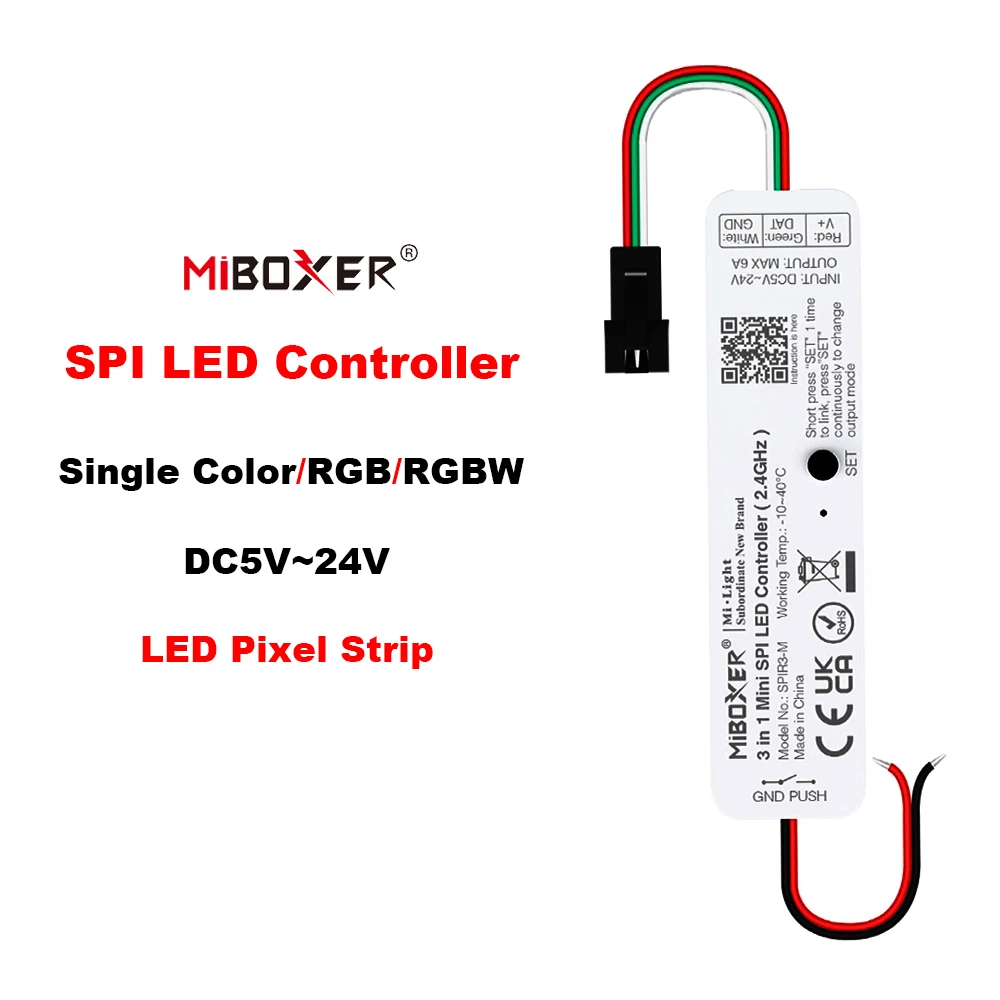 Miboxer SPIR3-M Mini 3 в 1, контроллер светодиодной пиксельной ленты SPI, 2,4 ГГц, одноцветный контроллер сигнала RGB RGBW IC для WS2811 WS2812B