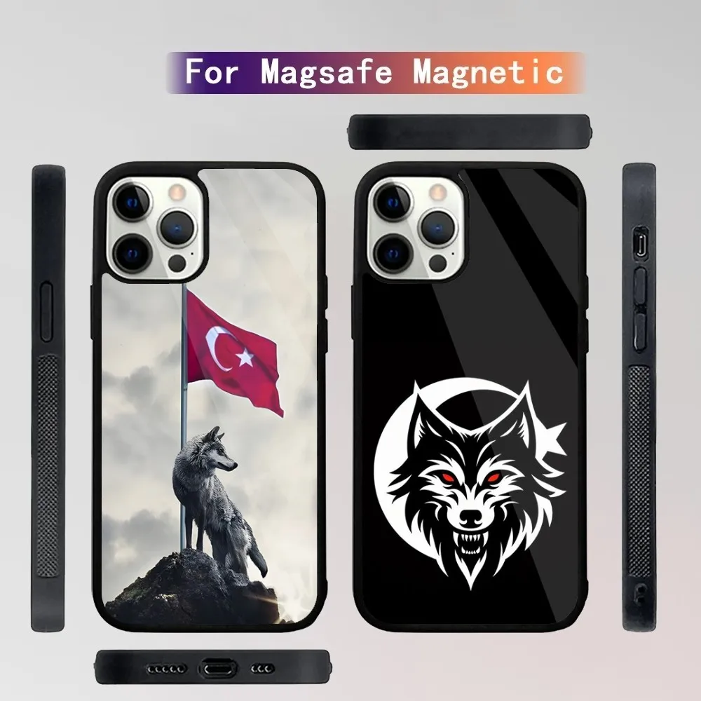 Turk Wolf Turkey Flag Phone Case For iPhone 16,15,14,13,12,11,Plus,Pro,Max Mini Magsafe Magnetic Wireless Charging