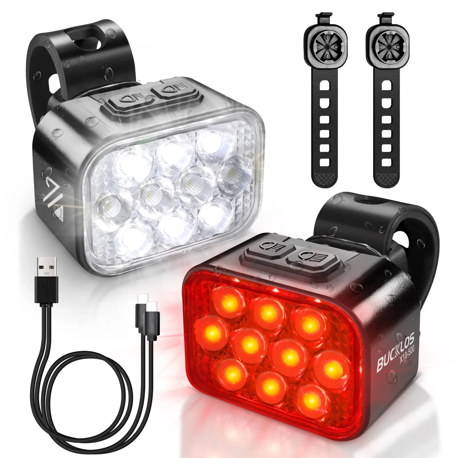 OEM/ODM BUCKLOS USB зарядка велосипедная светодиодная фара задний фонарь MTB велосипед передний задний фонарь водонепроницаемые задние фонари велосипедный фонарик