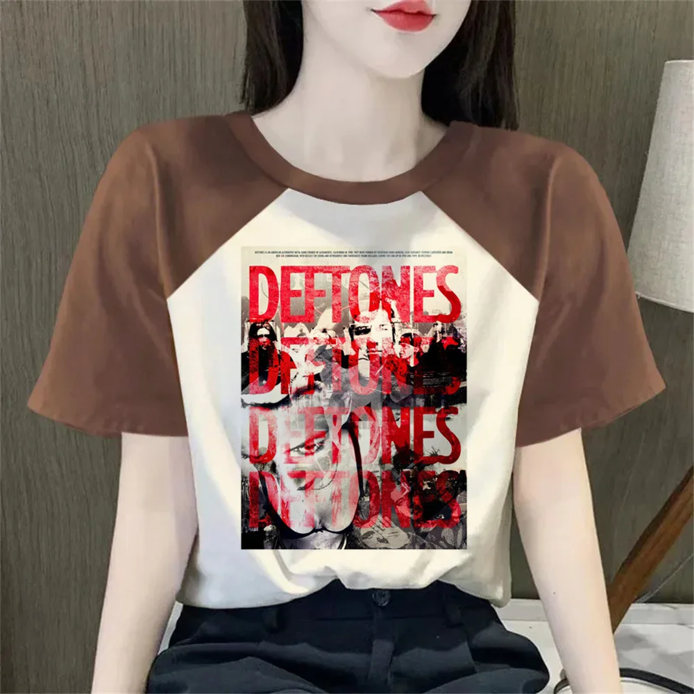 Женская футболка Deftones в готическом стиле, удобная женская красочная футболка в стиле панк 80-х годов, дышащая винтажная эстетичная поп-культура, панк-графическая футболка