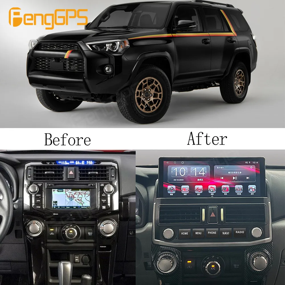 Автомобильный DVD-плеер QLED Carplay, Android 12,0, 8 ГБ + 256 ГБ, 8 ядер, 4G, LTE, GPS, Wi-Fi, Bluetooth, RDS радио для Toyota 4 runner 2009 - 2023