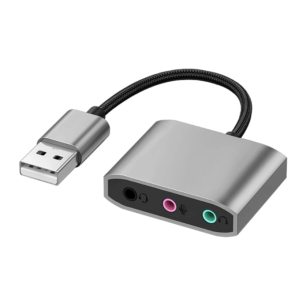Фото Внешняя звуковая карта USB 3 в 1, аудиоразъем 3,5 мм, Кабель-адаптер, HIFI Звук для микрофона, динамика, гарнитуры, ПК, ноутбука №5