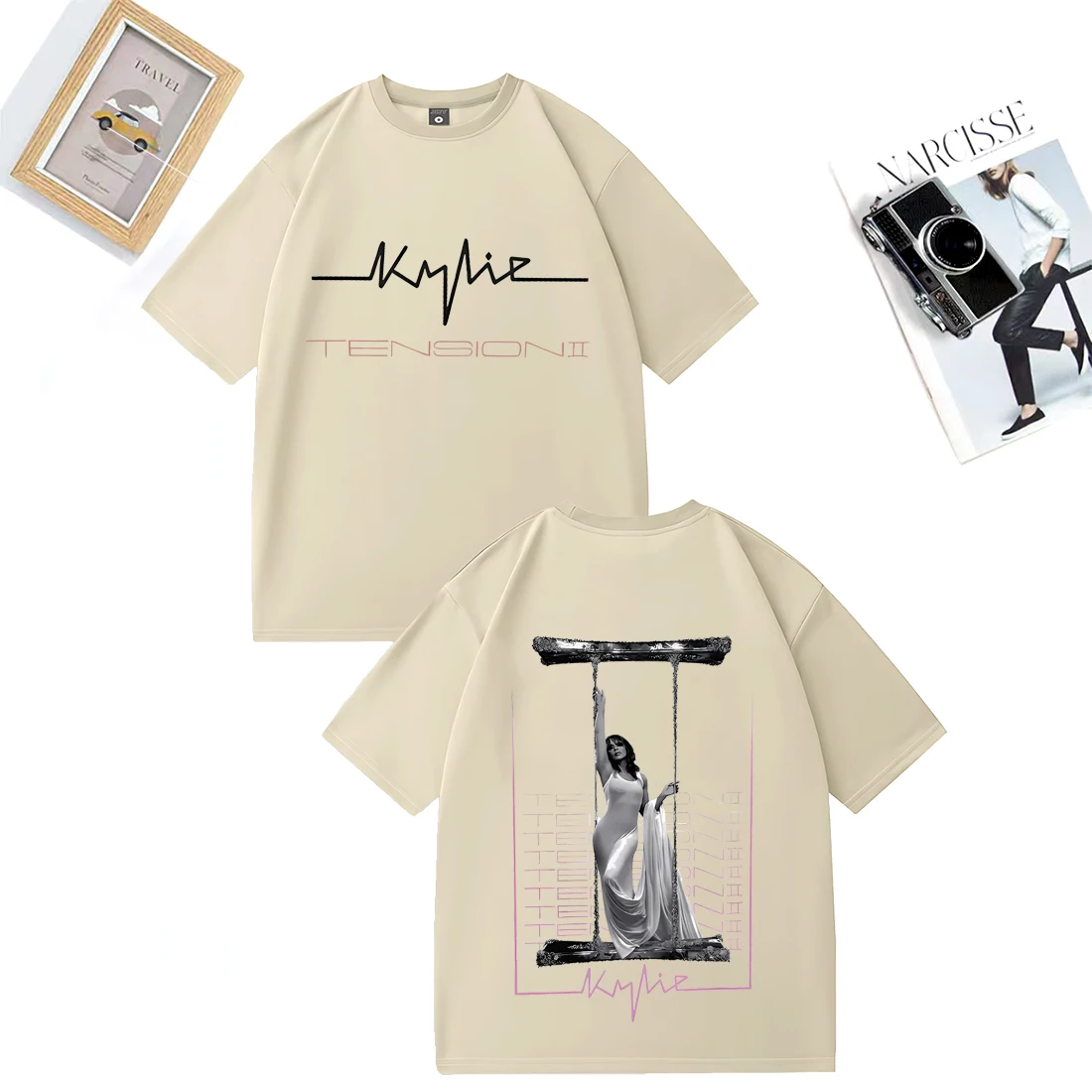 Фото Футболка Kylie Minogue Tour с графикой, мужская и женская повседневная одежда, футболка высокого качества, летние хлопковые футболки с круглым вырезом в стиле хип-хоп №5