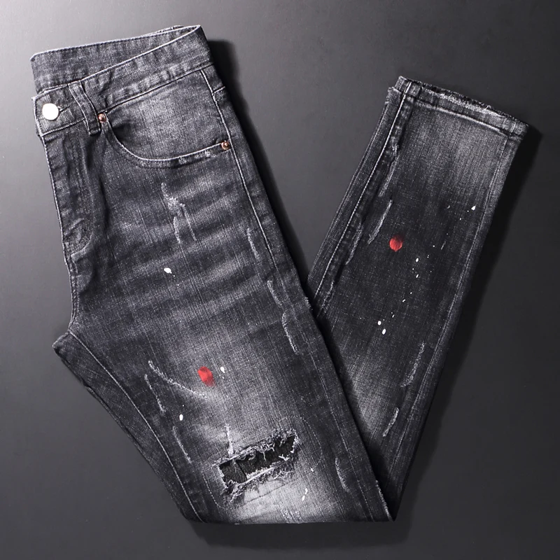 Джинсы Pria, модная уличная одежда Celana Denim, хип-хоп, Perca, Kamuflase, Pria, джинсы, sobeк, Ramping Elastis Desainer Sambungan