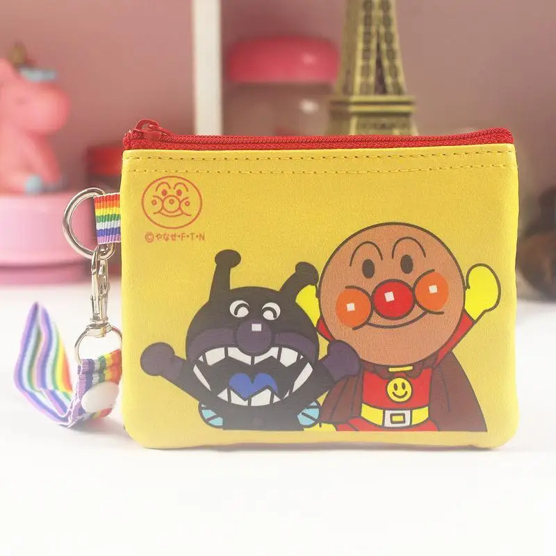 Портативный кошелек-монетница Anpanman Baikinman Pu Mesh Rainbow Hand Rope с двойным слоем, для хранения ID-карт и банковских карт, подарок на день рождения для девочки
