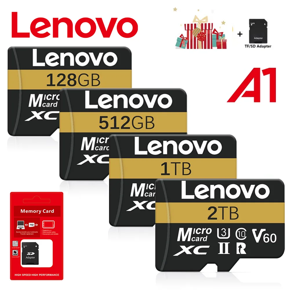 Карта памяти Lenovo 128 ГБ 2 ТБ 1 ТБ 512 ГБ 256 ГБ Micro TF SD Card V60 Высокоскоростная камера Cameracartão De Memória для камеры телефона