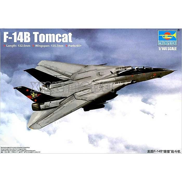 Комплект пластиковой собранной модели самолета Trumpeter TP03918 Американский истребитель F-14B «Tomcat» 1/144