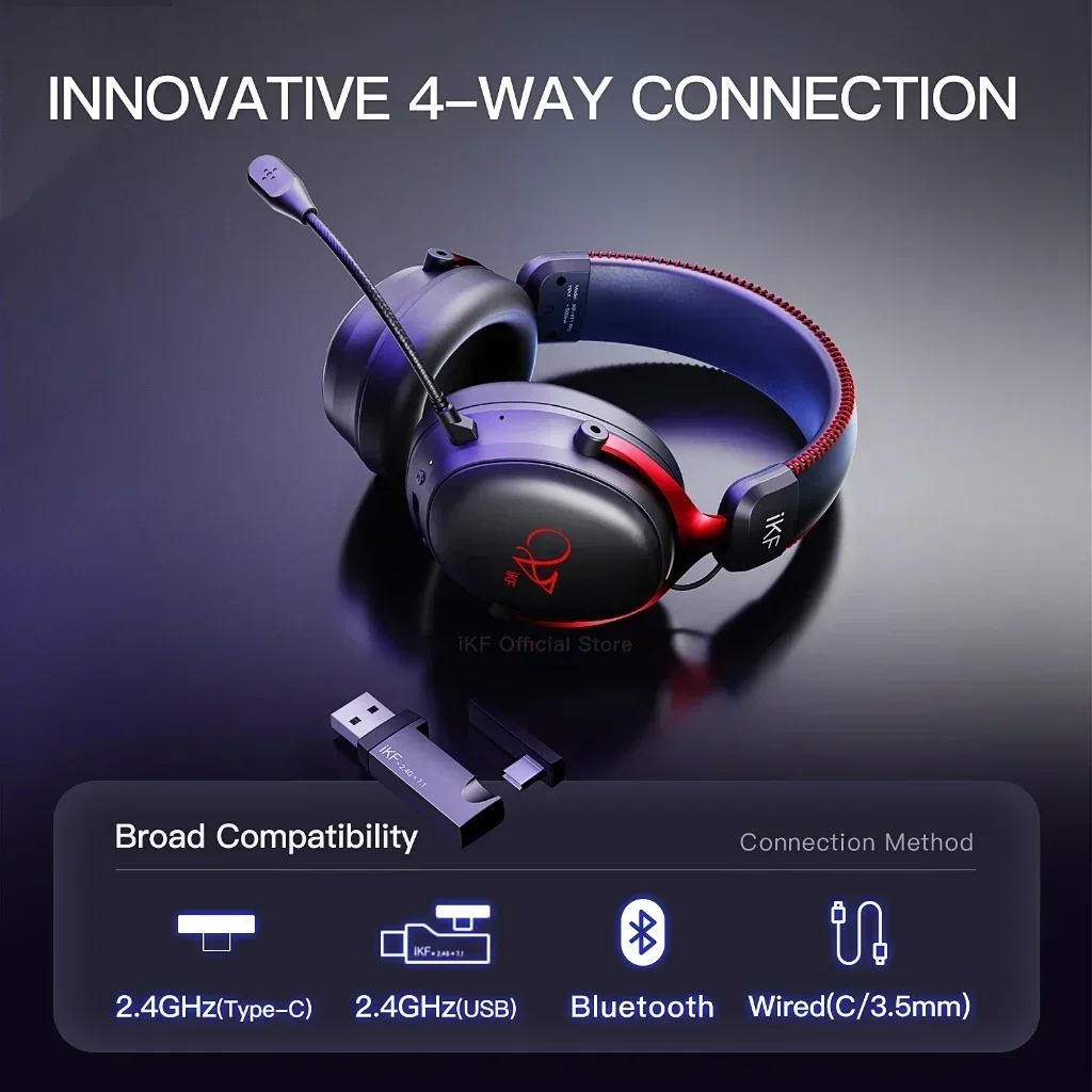 Фото iKF V11 Pro Беспроводные Bluetooth-наушники 2,4G Игровая проводная гарнитура 125 часов Время воспроизведения 3,5 мм для iOS/Android PC 8 №2