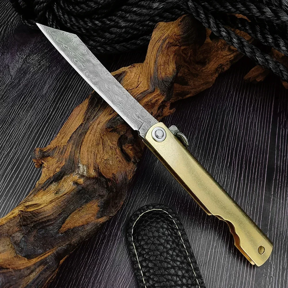 Фото EDC Карманный складной нож Higonokami, японский нож для самообороны, дамасская сталь, мульти-тактический инструмент для выживания в кемпинге, фруктовый нож №3