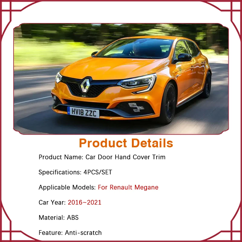 Фото Накладка на дверную ручку автомобиля для Renault Megane IV MK4 2016 2017 2018 2019 2020 2021 ABS противогрязевая хромированная отделка детали автомобильные аксессуары №3