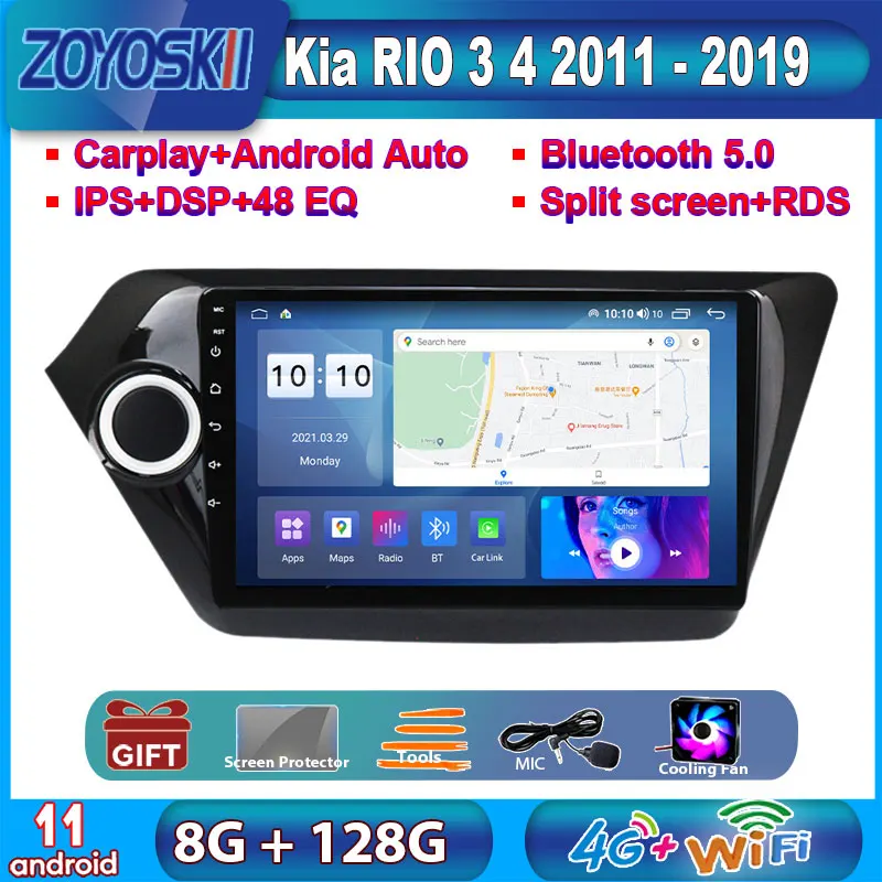 ZOYOSKII Android 11 8G 128G для Kia k2 RIO 2011-2019 Автомобильный GPS мультимедийный радиоприемник Bluetooth-навигатор плеер 2012 2013 2014 2015