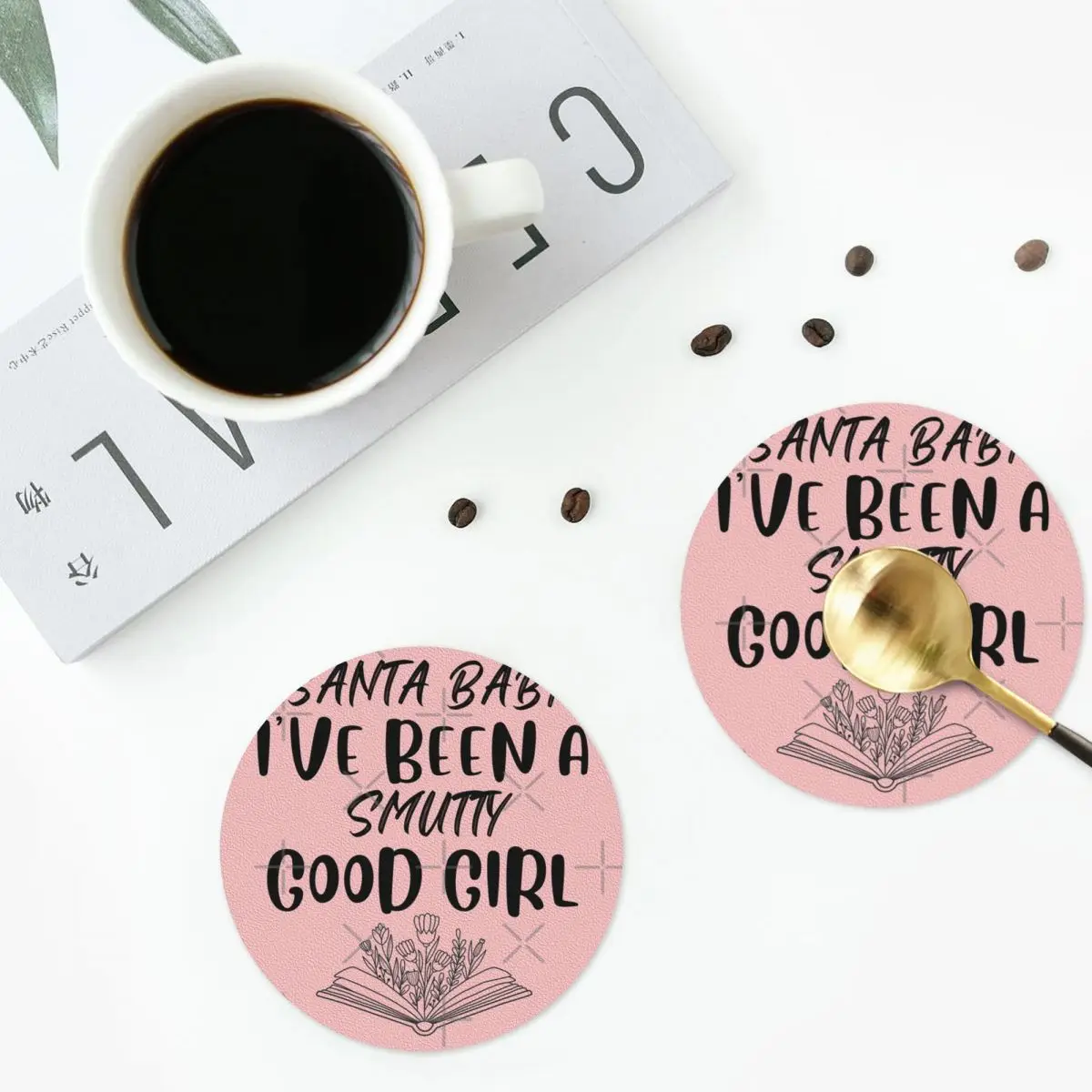 Santa Baby I Have Been A Smutty Good Girl All I Want For Christmas Is Leather Coaster Кухонные принадлежности для бара (упаковка из 4 шт.)