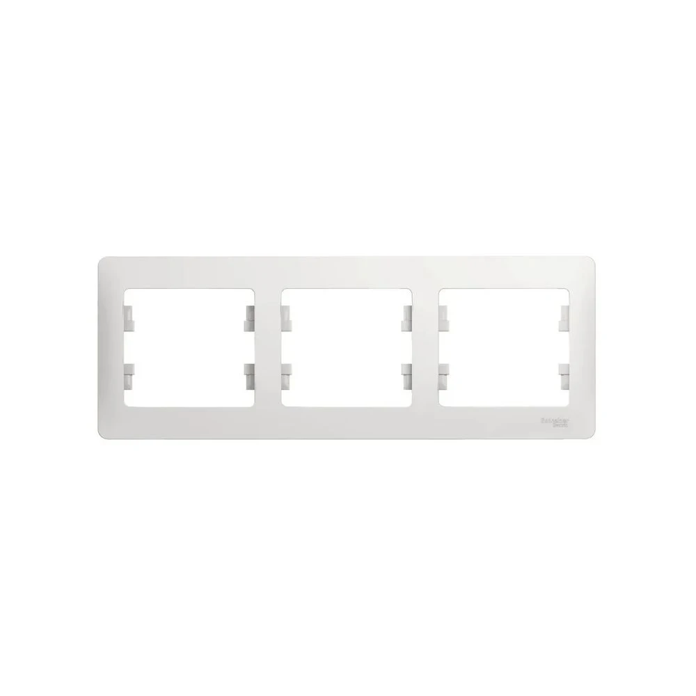 Рамка Schneider Electric GLOSSA, 3 поста, горизонтальная, белый, в комплекте 10 штук