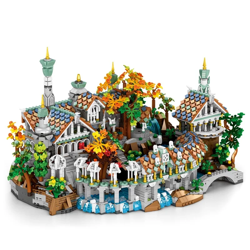 В НАЛИЧИИ MOC креативные строительные блоки Rivendell, сборка средневековых садов, кирпичи, строительные игрушки «сделай сам» для детей, подарочный набор